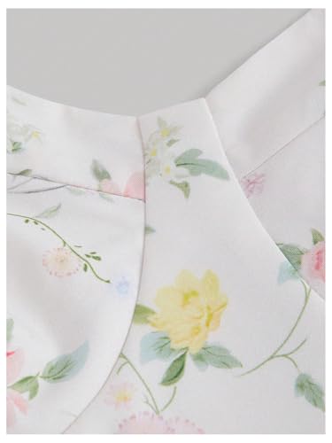 GORGLITTER Women's Floral Print Bow Tie Flowy Dress Backless Summer Easter Prom Midi Sundresses Wedding Guest Dresses3