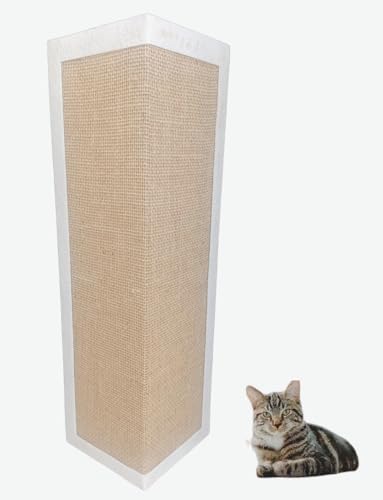Protetor de Parede Arranhador para Gatos, Sisal Natural, Canto de Parede, Bege e Branco