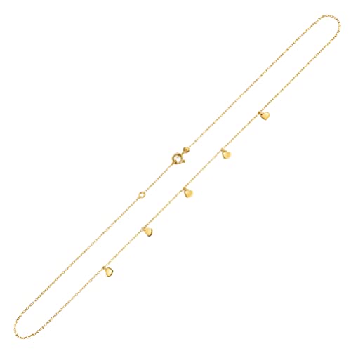 Collar de oro amarillo 9 kt con corazones colgantes Collar de oro amarillo 9 kt con corazones colgantes