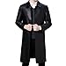 Produktbild EMERZE Lederjacke Herren Im Winter warm halten Luxus Trench Ledermantel Einreihig Business Casual Lederjacke Lange Outdoor Motorradjacke,Schwarz,XL