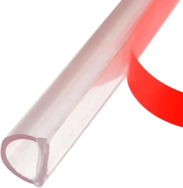 Shower Door Translucent Vinyl Bulb Seal with Pre-Applied Tape for Frameless Shower Doors 3/8 in Thick, Covers 3/16 in Gaps - 90 in Long