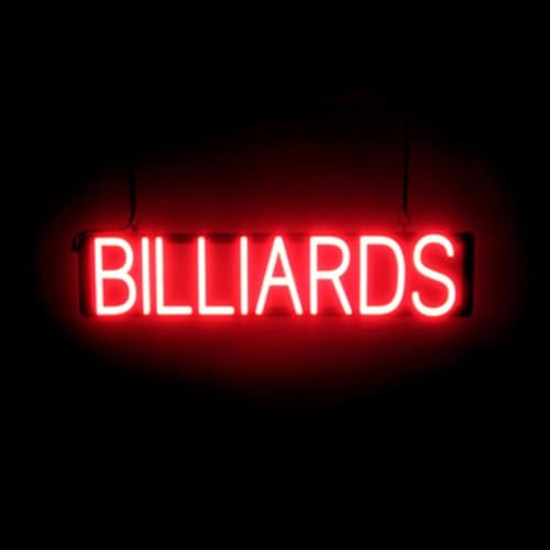 Image of SpellBrite LED Neon BILLIARDS Sign for Business - Red, 29 inch x 6 inch | Ultra-Bright Click-Together Signage for Bars & Restaurants, with Visibility from 500 ft - 8 Animations, 6 Brightness Levels