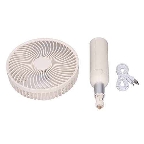 Naroote Fan in Piedi Portatile, Ventola dell'ufficio, Testa di Shock Automatica, Coperchio a Mesh Rimovibile 5V con Supporto Telescopico per il Desktop (Beige)