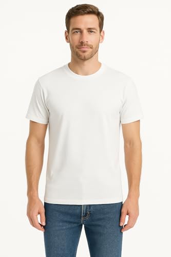 Men's 100% Cotton Crew Neck T-Shirt Classic Fit Plain Breathable & Soft Short Sleeve Tee | Pack of 12