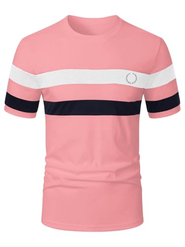 Image of RoseSeek Men's Color Block Short Sleeve Tee Shirts Casual Crewneck T Shirt Trendy Summer Tops