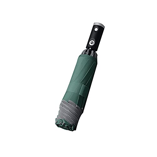 Ieaseys Umbrella 10 Ribs Automatic Umbrella， With Reflective Stripe Reverse， Led Light Umbrella， Three Folding Car Folding Reverse Umbrella (Color : Green Led) #TOP13
