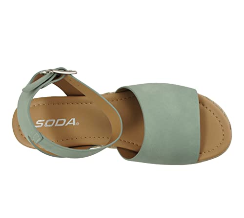 Image of Soda Topic Open Toe Buckle Ankle Strap Espadrilles Flatform Wedge Casual Sandal