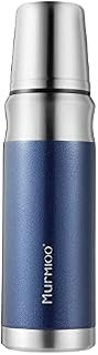 Murmioo travel vacuum flaskstainless steel insulated bottle, built-in cap cup, cold for 24 hours, heat for 12 hours, BPA Free leak proof, sweat free 17oz/500ml Blue