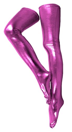 Gaoin Men's and Women's 28/38 Inch Shiny Metallic Spandex Skintight Costumes Stocking (28'' (70cm), Rose Red)