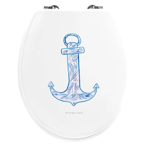 Mr. & Mrs. Panda Motiv WC Sitz Anker Blau - Geschenk, Toilettendeckel, lustige Sprüche, WC-Sitz, Toilette, Klobrille, Klodeckel, Gute Laune,