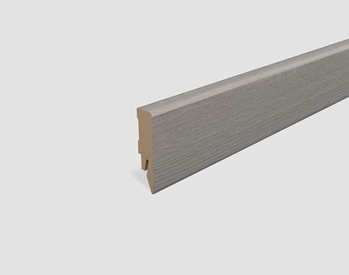 EGGER Sockelleiste Eiche dunkelgrau L641 | neues kubisches Profil | passend zu Fußboden Avery Eiche grau