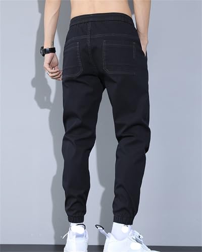 Men's Slim Fit Stretch Jeans Classic Denim Work Pants Fit Elastic Waist Casual Trousers3