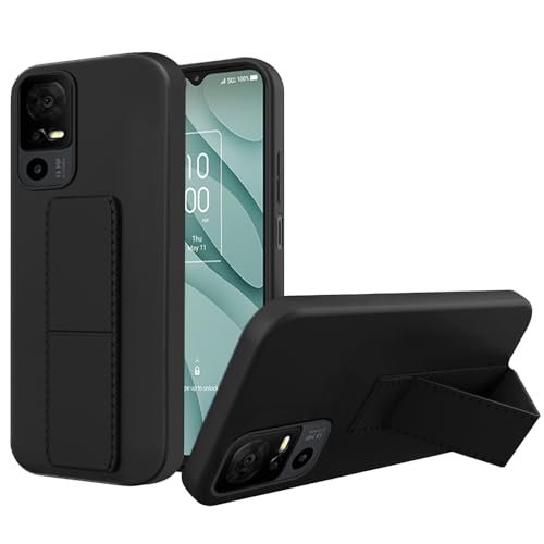 Compatible for TCL 40 XE 5G / TCL 40 X 5G Phone Case, Stand Case Hide Folding Kickstand Shockproof Protective Cover Silicone TPU Phone Case for TCL 40 XE/X 5G - Black