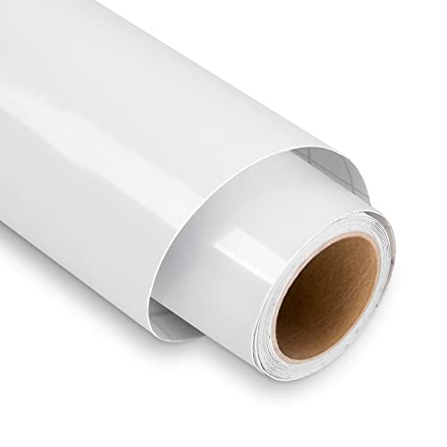 Glänzend Weiß Plotterfolie Vinyl, 30,5 x 152,4 cm Vinylfolie Plotter für Cricut, Weiß Plotterfolie Selbstklebend für DIY-Geschenke, Tasse, Fenster, Keramik, Kunststoff