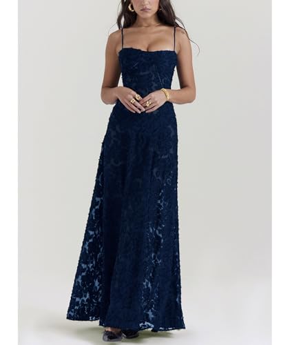 Image of ECDAHICC Women's Summer Boho Cowl Neck Floral Cocktail Party Maxi Dresses High Waist Ruffled Beach Sundress