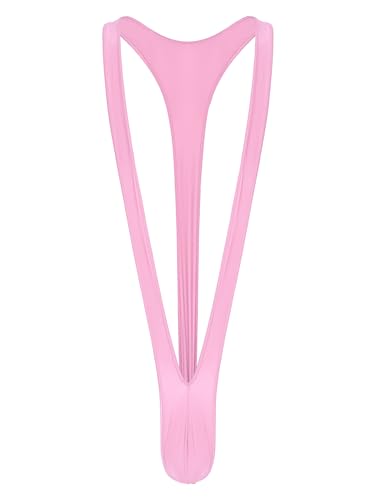 Moily Mens Glossy Thong V-Shaped Suspender Bodysuit Underwear Deep V Neck Mankini Swimsuit