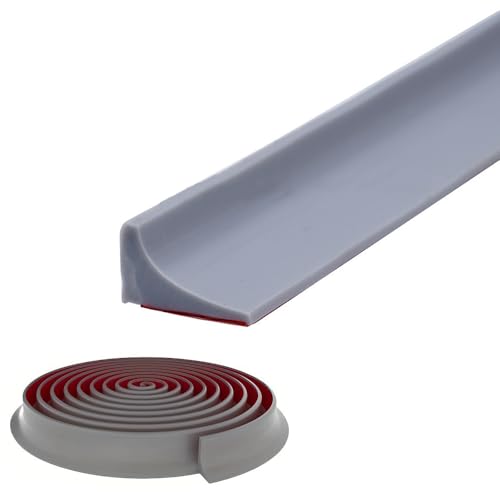 Image of Shower Threshold Water Dam,Self Adhesive Silicone Waterproof Barrier Bathroom and Kitchen Shower Water Stopper Guard for Dry And Wet Separation Caulk Seal Strip Edge Trim(98Inch, Gray)