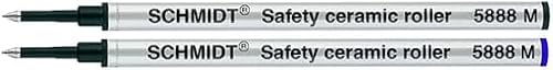Pack of 2 - Schmidt 5888 M Safety Ceramic Rollerball Metal Refill Black/Blue Medium Tip