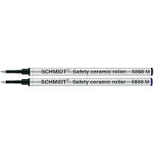 Pack of 2 - Schmidt 5888 M Safety Ceramic Rollerball Metal Refill Black/Blue Medium Tip