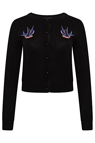 Ro Rox Swallows Cardigan Rockabilly Retro Vintage Bird Embroidery Knit Knitted