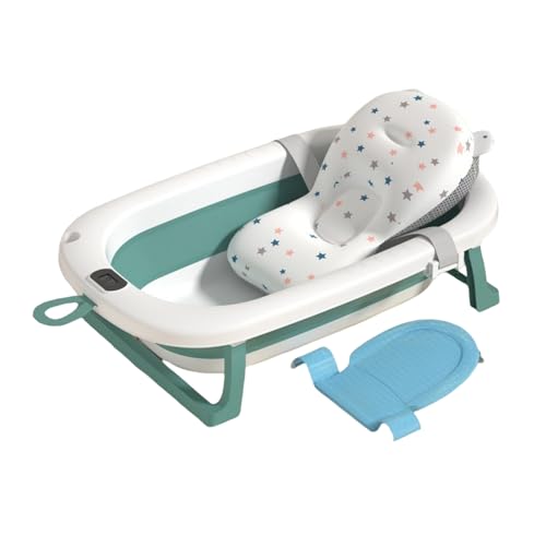 jshigogo 沐浴 ベビーバス 折り畳み ベビー バス 折りたたみベビーバス シンク 湯温計付 滑り止め バスネットセット付き 収納容易 省スペース バスネット付き 赤ちゃんに優しいPP素材 滑り止め設計 お風呂 ベビー用浴槽 0〜6歳 子供用風呂 (