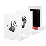 Newborn Baby Handprint and Footprint Ink Pad, Inkless Infant Hand & Foot Stamp, Easy to Wipe/Wash Off Skin - Smudge Proof & Long Lasting Keepsakes(Black)