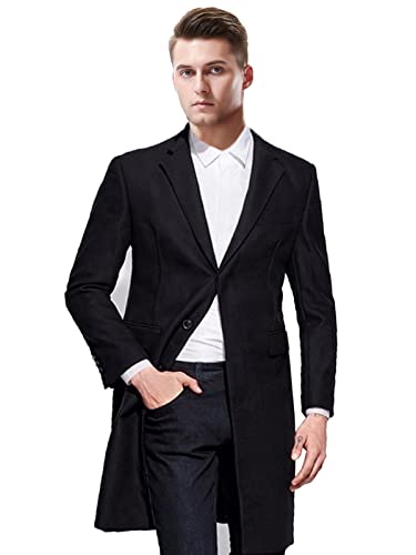 Men's 3 Buttons Long Suit Jacket Slim Fit Business Solid Casual Long Sleeve Blazer Sport Coat