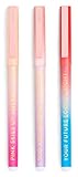 ban.do Women's Write On Ink Pen Set of 3, Writes in Black Ink, Good Vibes