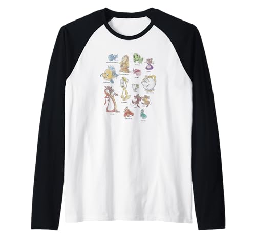 T-shirt baseball raglan Disney Princesses Sidekick Chart pour adulte