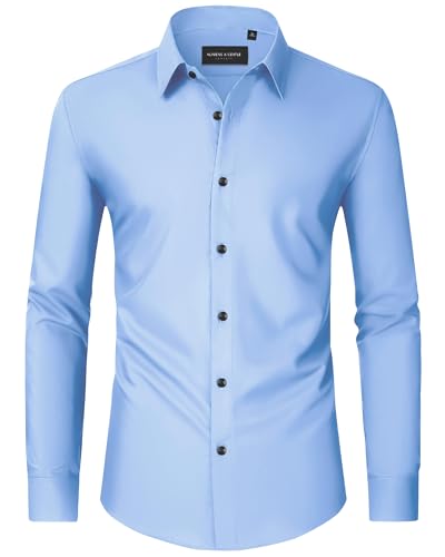 Image of Alimens & Gentle Men's Dress Shirts Long Sleeve Wrinkle Free Stretch Business Casual Wedding Button Down Shirt