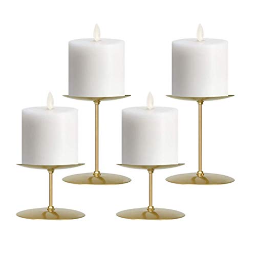 NiceAI Candle Holders for Pillar Candles Fireplace Candelabra Modern Iron Candlesticks Table Centerpiece Home Decoration Wedding Sturdy Set of 4 Gold
