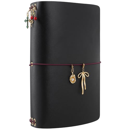 Vane Oak Leather A5 Travelers Notebook Journal Planner Cover with Charms
