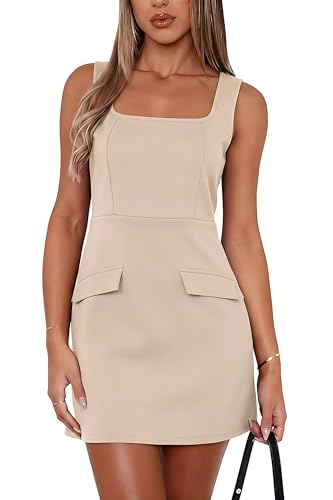 Image of Valiamcep Women's Square Neck Slim Fit Cocktail Party Short Dresses