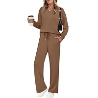 Lounge Sets for Women 2 Piece Sets for Women Casual Airport Travel Outfits Sweatsuits Set Womens Fall Fashion Must Haves 2025 Two Piece Matching Set Women's Clothing Red Fall Clothes M