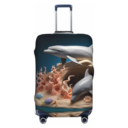 Coral Fish Dolphin Travel Luggage Covers - Elasticity Suitcase Covers Protector for Luggage 18-32 Inch