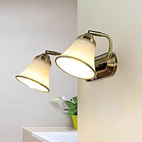 Licht-Erlebnisse Lámpara de pared interior Aplique de baño GRANDO color bronce acero inoxidable 2 focos E14 Plafón estilo Art Nouveau para cuadros espejo