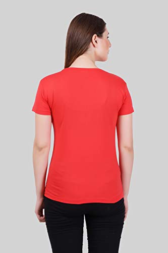 Image of FLEXIMAA Women's Cotton Plain V Neck Half Sleeve T-Shirt