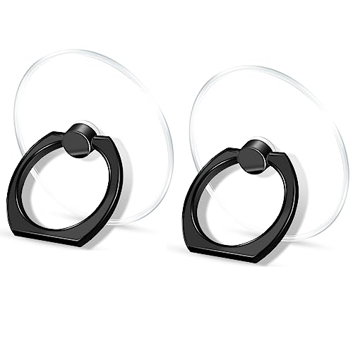 Transparent Clear Phone Ring Grips Holder Kickstand, Finger Ring Stand for Cell Phone Tablet Case Accessories Round (BK R)