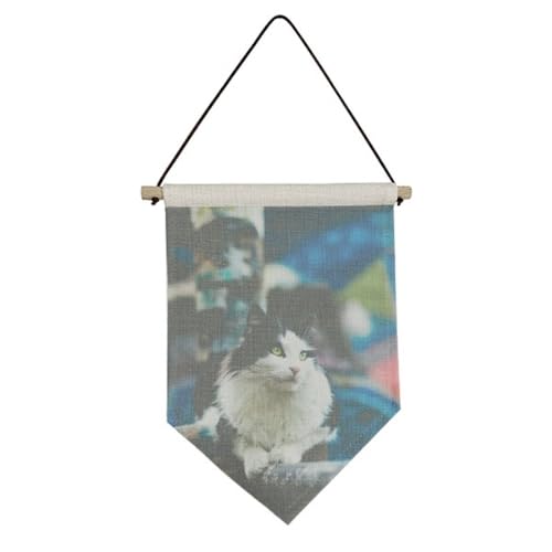 Drapeau sur toile chat paresseux pour chambre et salon cosy