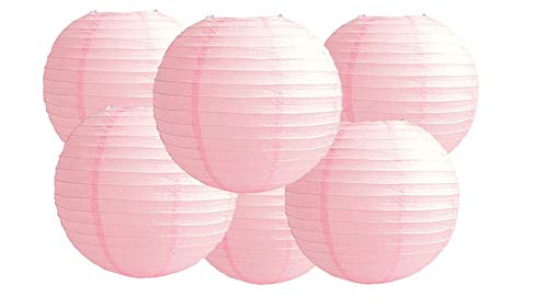 Pack Of 6 Round Paper Lanterns Lamp Wedding Birthday Party Decoration (Baby Pink 8/20CM)