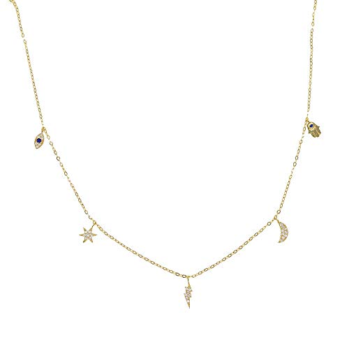 Collier lune étoile en argent 925, bijou d'été délicat pour femme