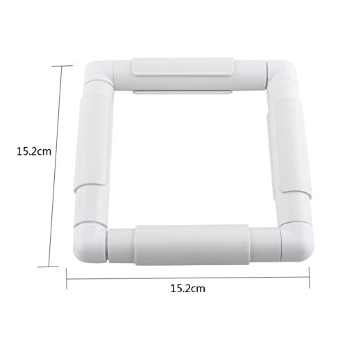 image for ZKer Square Embroidery Hoop, Plastic Cross Stitch Frame White Cross St