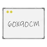 ForenTex Pizarra Blanca Magnética con Bandeja y Marco de Aluminio Incluye Dos Imanes (tamaño 60 x 90 cm)