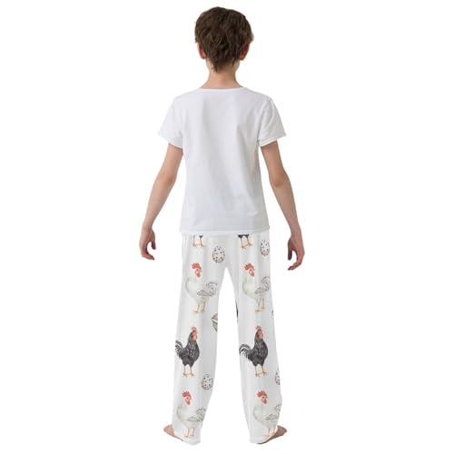 ZZXXB Cock and Eggs Boys Long Pants Soft Trousers Elastic Waist Kids Lounge Bottoms with Pockets S-XL3