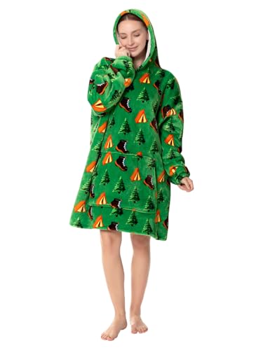 DKRUW Wearable Blanket Hoodie Oversized Sherpa Fleece Hooded Sweatshirt for Adults Christmas Birthday Gifts for Women Mom Men (Tree)