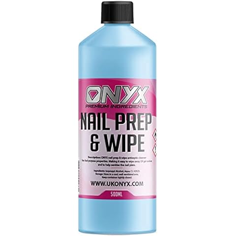 Onyx Nail Prep + Wipe 500ml Gel Nail Polish Residue Cleaner Remover, UV LED Manicure Gel Polish Base Wipe, Multi-Purpose for Sanitising Nail Plate & Nail Polish Cleanser Cover