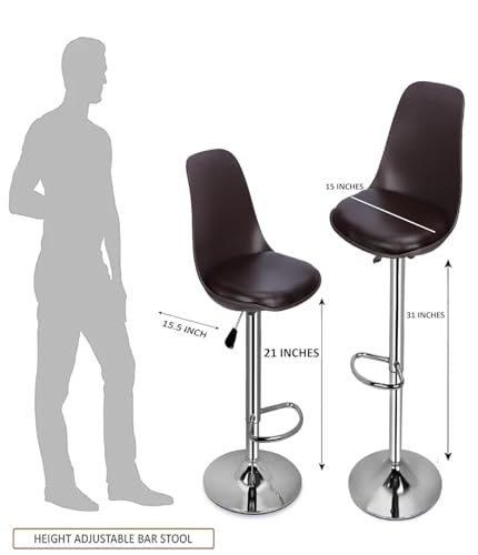 Image of DPI Modern Height Adjustable and 360 Degree Revolving Bar Stool | Kitchen Chair Suitable for Kitchen Cafeteria Dining Office Shops | (1, Brown)