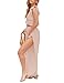 FANCYINN 2 Pieces Summer Outfits for Women Deep V Neck Crop Top Side Slit Drawstring Wide Leg Pants Sets Jumpsuits Pink M