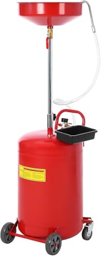 Garvee 20 Gallon Waste Oil Drain Tank, Portable Oil Drain Container, Air Operated Drainer, Fluid Fuel Transfer Drainage, Adjustable Funnel Height with Wheel &15'' Premium Bowl and a Toolbox