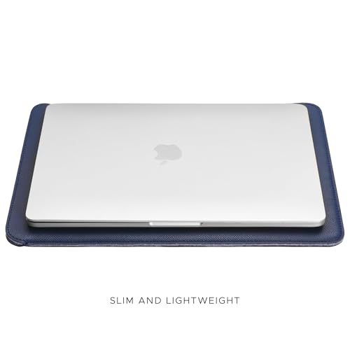 Image of Comfyable Laptop Sleeve 14 Inch Precisely Compatible with MacBook Pro 14-inch M4 M3 M2 Pro /Max 2023 & Old Versioned 13 Inch MacBook Pro /MacBook Air, Faux Leather Cover Case, 13 in 14 in, Midnight Blue